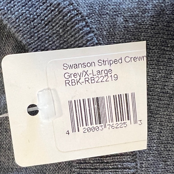 •ROBERT BARAKETT• Grey Swanson Engineered Striped Wool Crewneck Sweater Size XL - Picture 11 of 13